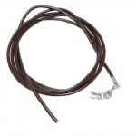 leather strap round cord cowhide 2mm brown colored with 1x clasp silver colored ca. 1m - 02000-08