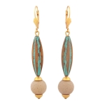 leverback earrings, olive with grooves