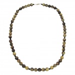 necklace, beads 12mm, green-black, 75cm