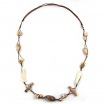 necklace, beads, beige-brown, 105cm