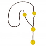 necklace, eye-catching beads, yellow, 90cm