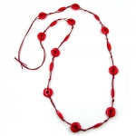 necklace, red disk beads, red cord