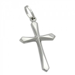 Pendant 23x14mm cross shiny 9K white gold