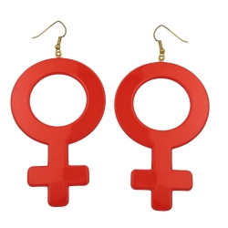 drop earrings, women sign, red