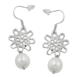 hook earrings bead  white wax