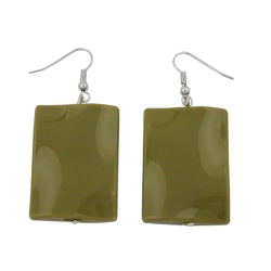 hook earrings pillow bead shaped green olive