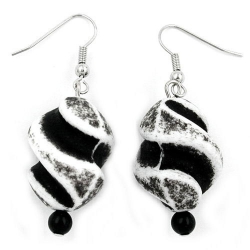 hook earrings twisted bead black white