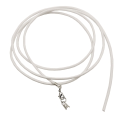 leather strap round cord cowhide 2mm white colored with 1x clasp silver colored ca. 1m