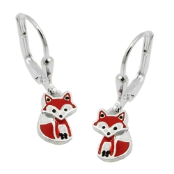 leverback earrings, fox, silver 925