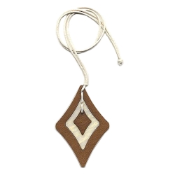 necklace, baroque pendant, brown/ white