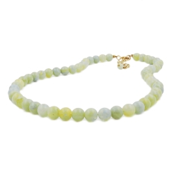 necklace, beads 10mm, yellow-green, 55cm 