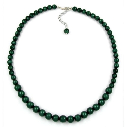 necklace, beads, 8-10mm, green