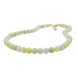 necklace, beads 8mm, green-white, 55cm 