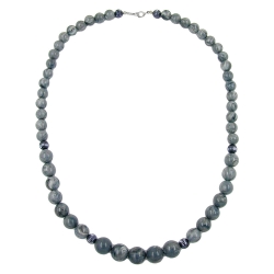 necklace, beads, grey marbled