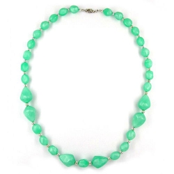 necklace, beads, silky-mint-green, 60cm