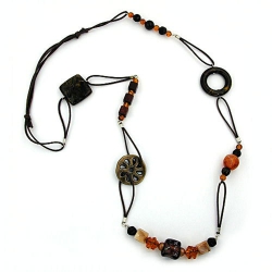 necklace, brown, beads, 95cm