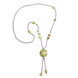 necklace, crash-beads, green, 90cm