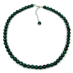 necklace, dark-green beads, 8mm