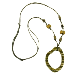 necklace, dark green/olive, large ring pendant