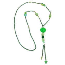 necklace, eye-catching beads, green, 90cm