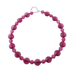 Necklace flat bead bordeaux transluzent