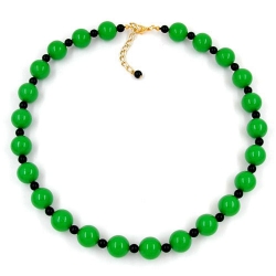 necklace, green and black beads