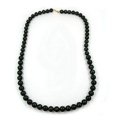 necklace, green marbled beads