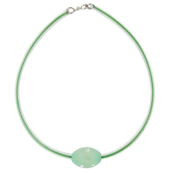 necklace, olive, mint/transparent