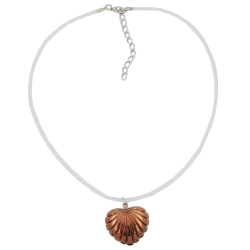 necklace, seashell-heart shape, copper-coloured