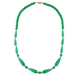 necklace, silky shimmering beads, green