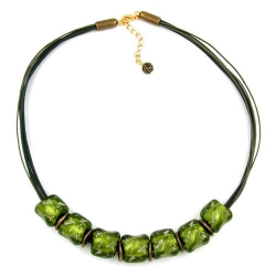 necklace, stone bead, green-transparent, 50cm