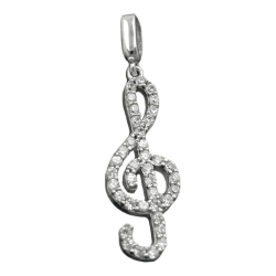 pendant, clef with zirconia crystals, silver 925