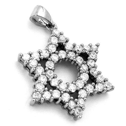 pendant, star with zirconias, silver 925