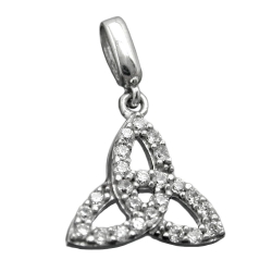 pendant, triquetra, zirconia crystals, silver 925