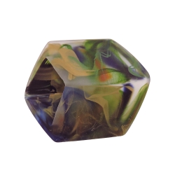 scarf bead, hexagon, green, marbled