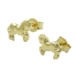 stud earrings, horses, 9k gold