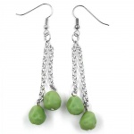 hook earrings rolo chain silver coloured with beads green - 00323