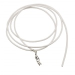 leather strap round cord cowhide 2mm white colored with 1x clasp silver colored ca. 1m - 02000-20