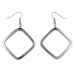 hook earrings square silver coloured shiny - 02392
