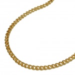 necklace 2mm flat curb chain diamond cut gold plated amd 60cm - 201601-60