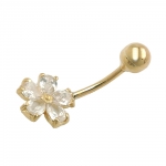 belly button piercing bananabell 23x10mm flower cubic zirconia shiny 9k GOLD - 430282